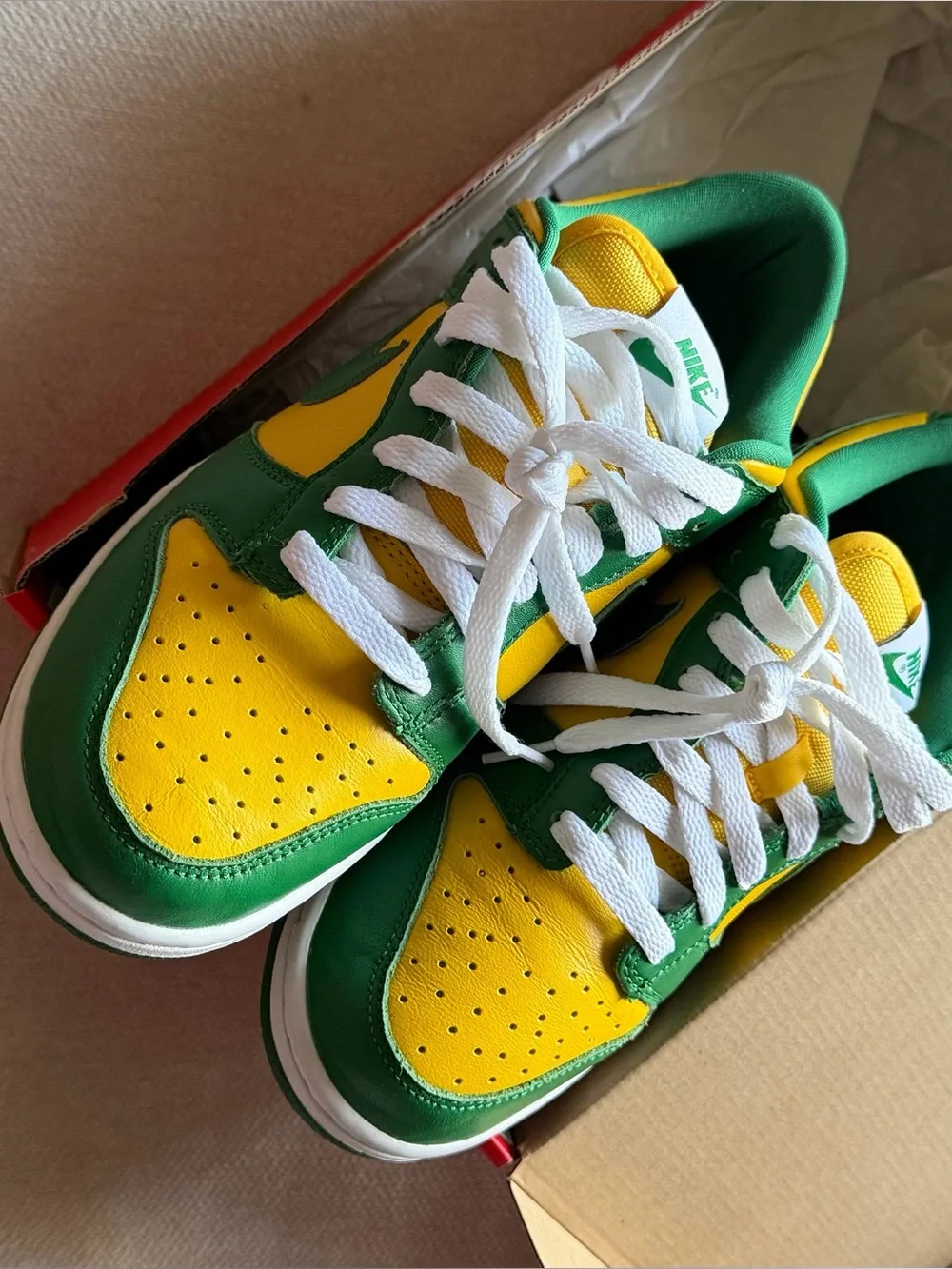 Nike Kids Green & Yellow Low-Top Sneakers with White Laces